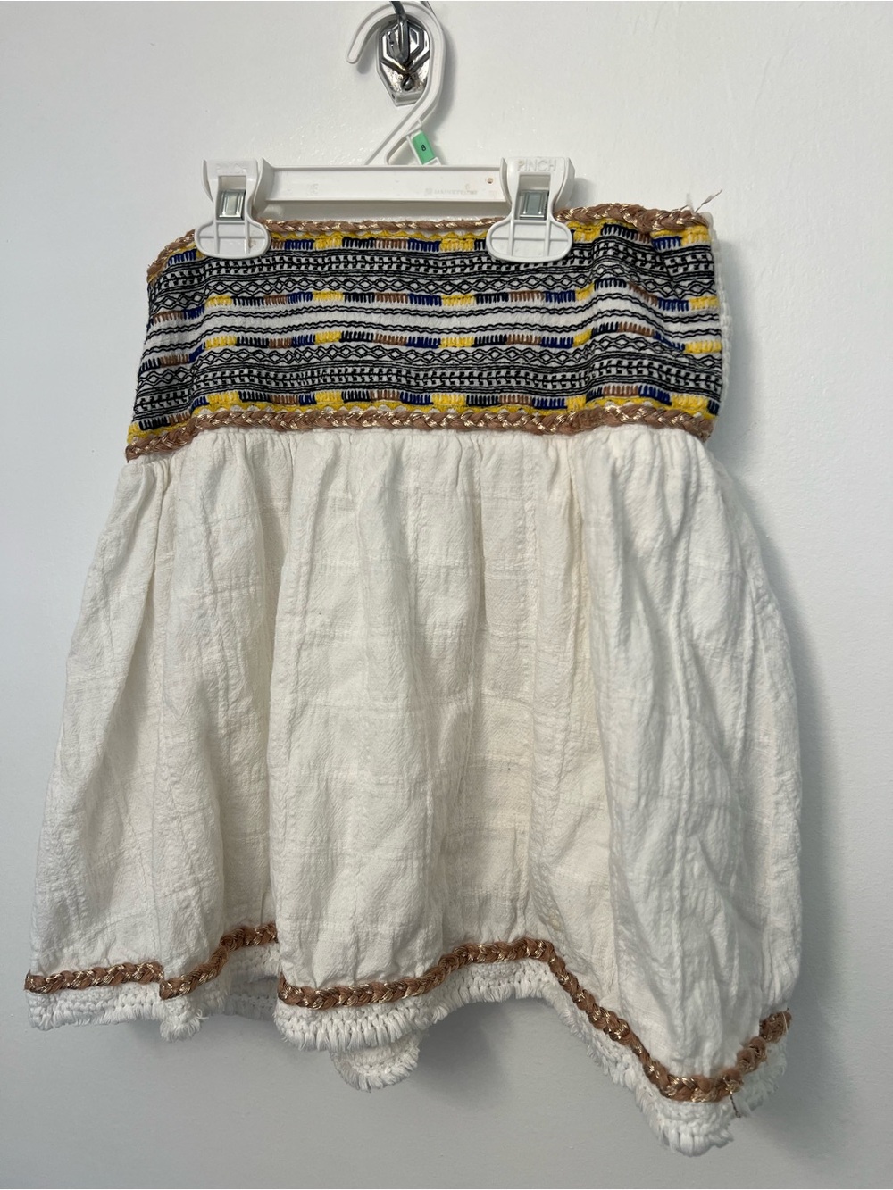 Moon River White Skater Skirt with Embroidered Waistband fully lined